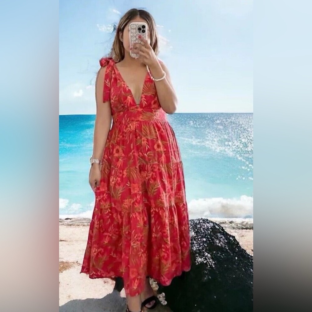 House of Harlow 1960 Hawaiian Linen Midi Dress XS